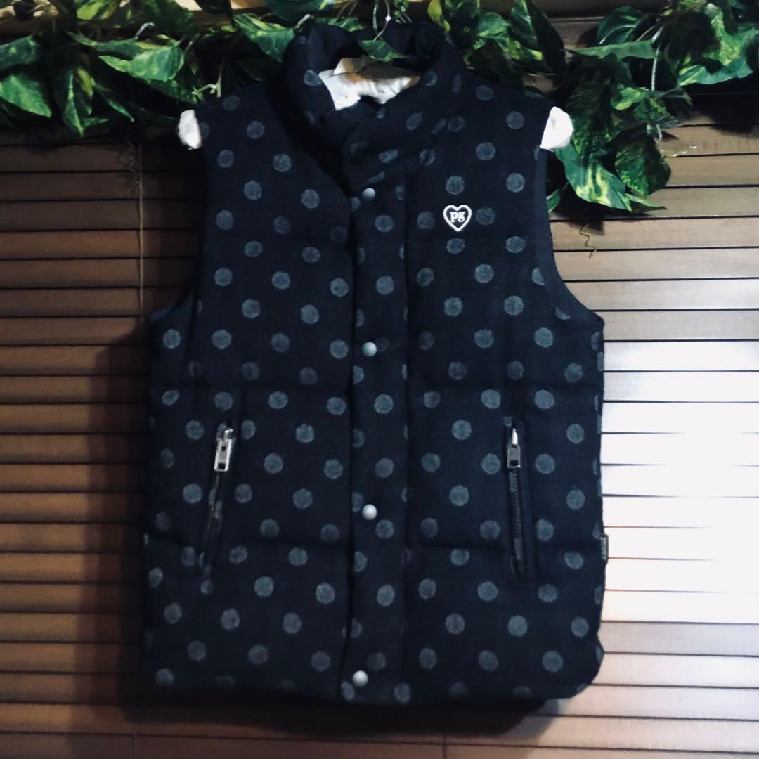 PEARY GATES/パーリーゲイツ/ダウンベスト/ブラック×ドット