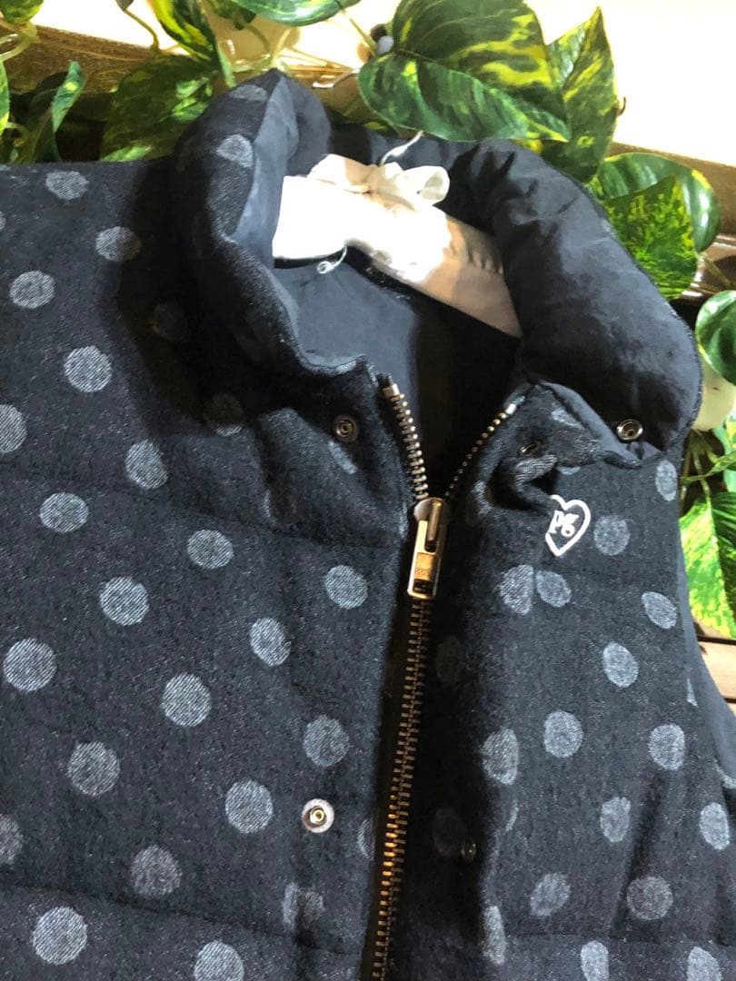 PEARY GATES/パーリーゲイツ/ダウンベスト/ブラック×ドット