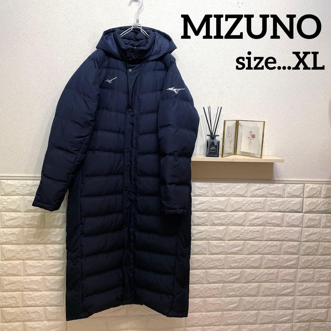 MIZUNO ミズノ ベンチコート ダウンコート ロング ネイビー XL - メルカリ