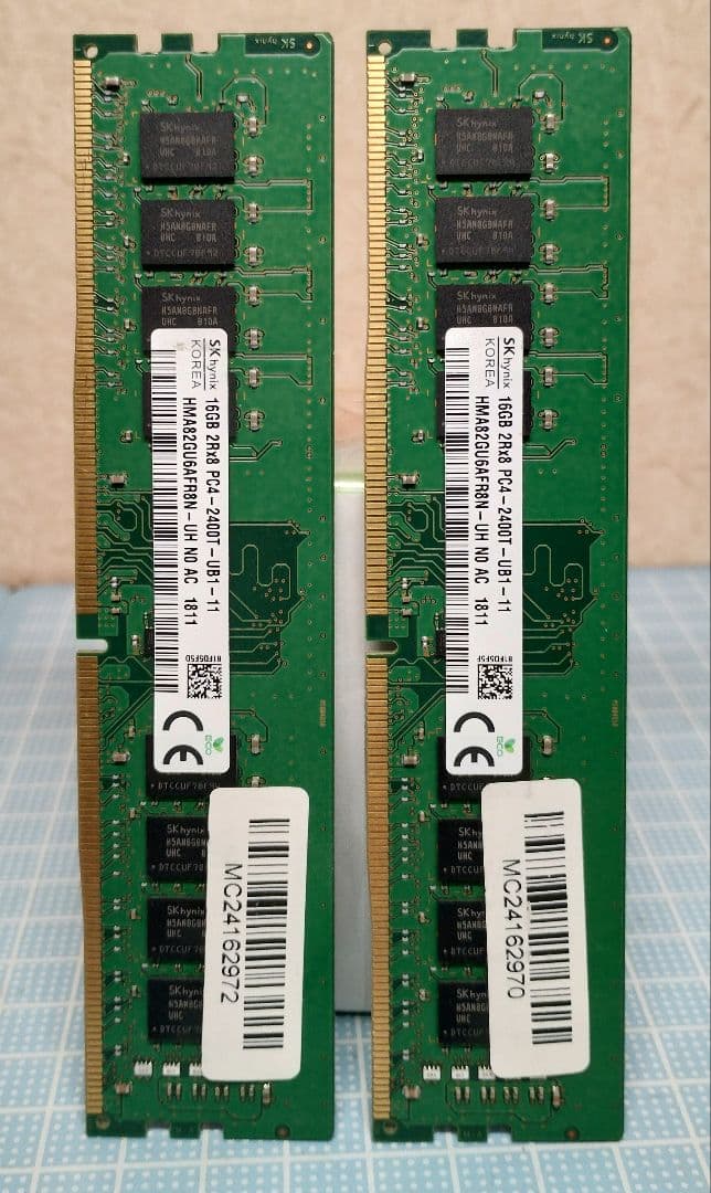 SKhynix DDR4 2400 32GB(16GB×2枚) SK Hynix 32GB PC4-2400T-RB1-11 DDR4 REG-ECC Memory HMA84GR7MFR4N