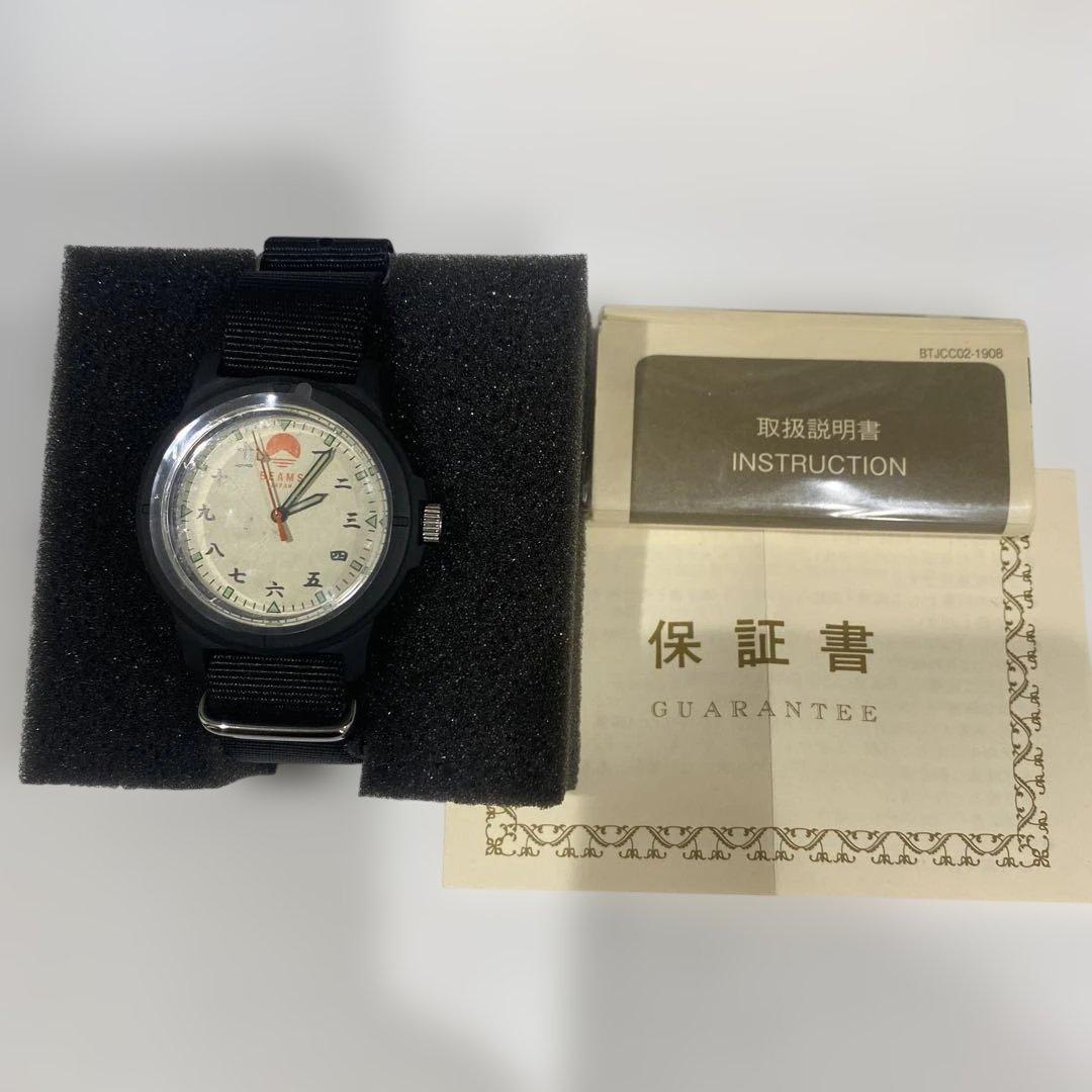 beamsビームス ブラック ナイロンストラップ 和テイスト時計 新品