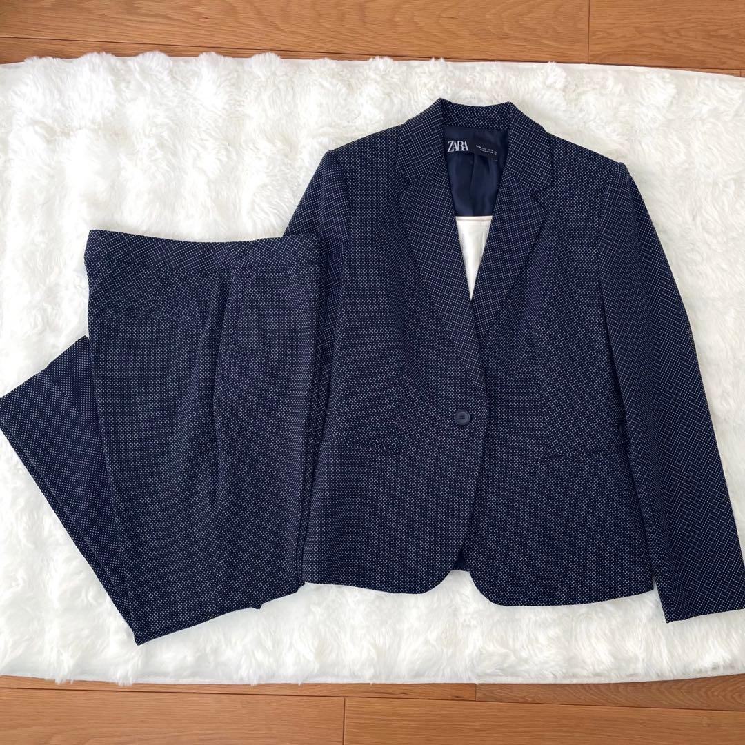ドット柄セットアップ スーツ 濃紺 Lサイズ相当 ZARA - メルカリ