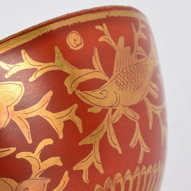 永楽善五郎 大日本永楽造 赤地 金襴手 酒呑 ぐい呑 共箱 C