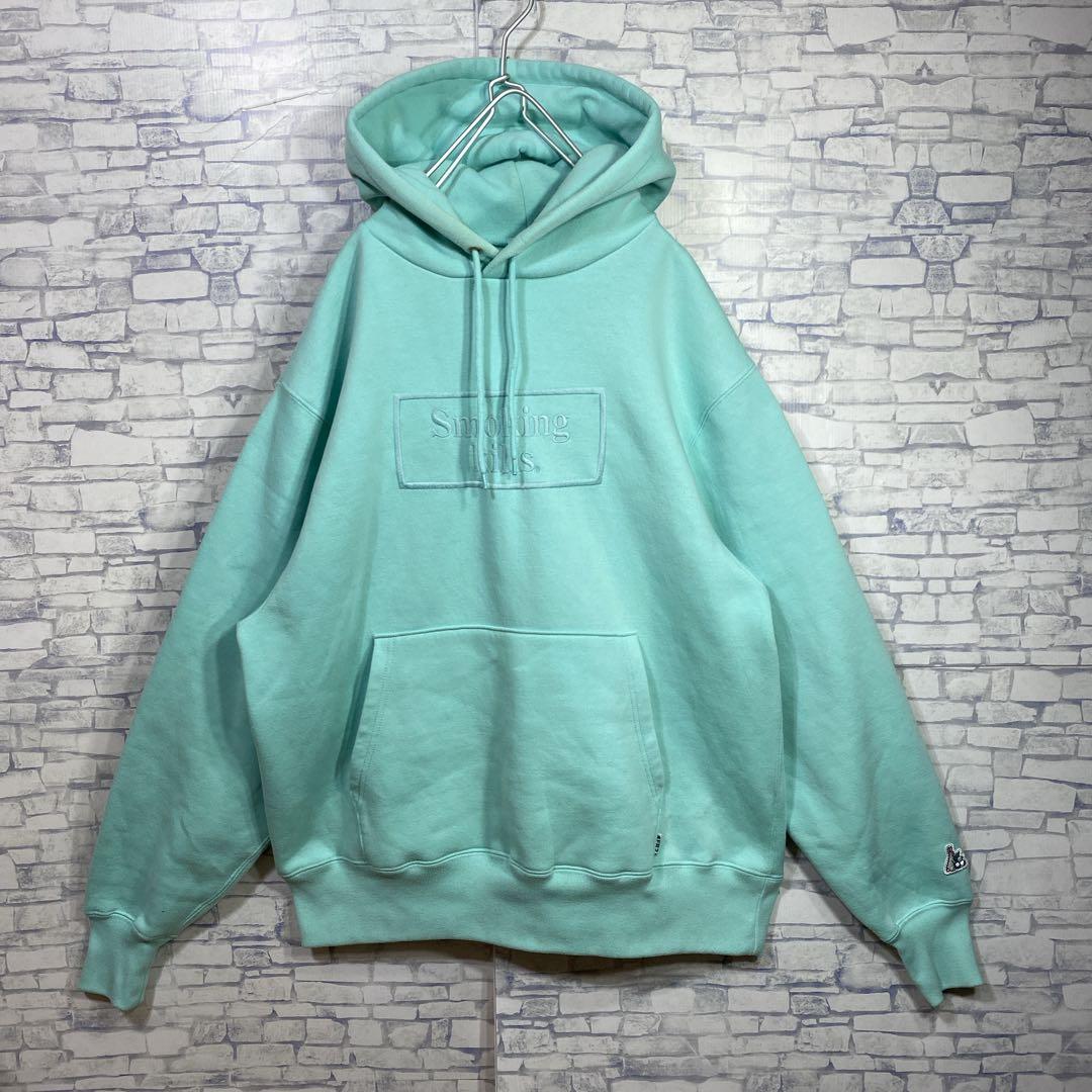 FR2 月桃 沖縄限定 センター刺繍ロゴ ティファニーブルー パーカー L