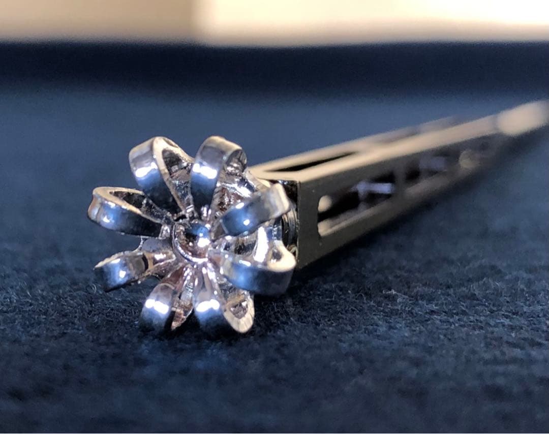 《R》菊頭四方透飾 火箸 金工師 木村清五郎 経歴書 共箱 元箱251216お5