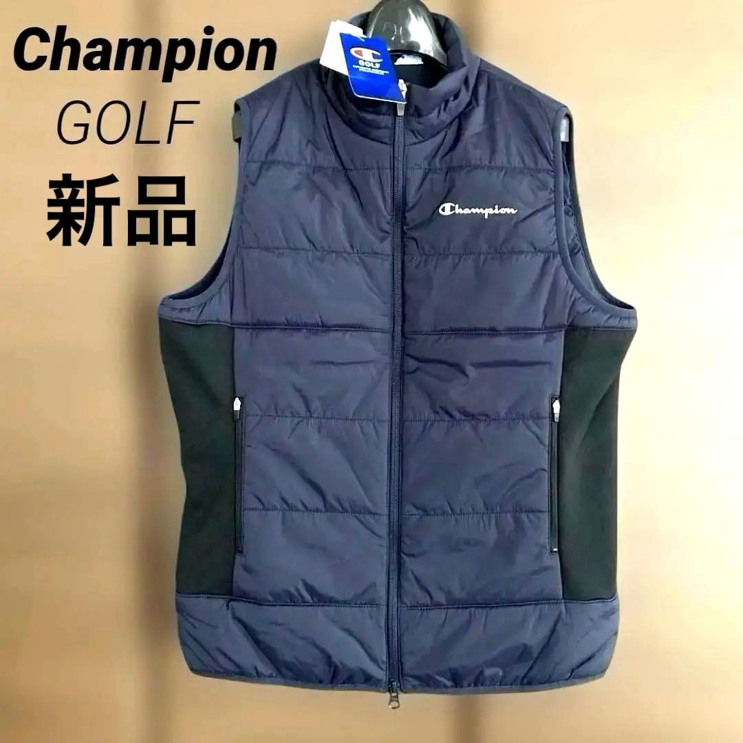 【新品】Championメンズゴルフベスト ダウンベスト ネイビー ロゴMサイズ 中古・古着通販】Champion (チャンピオン) ダウンベスト ネイビー
