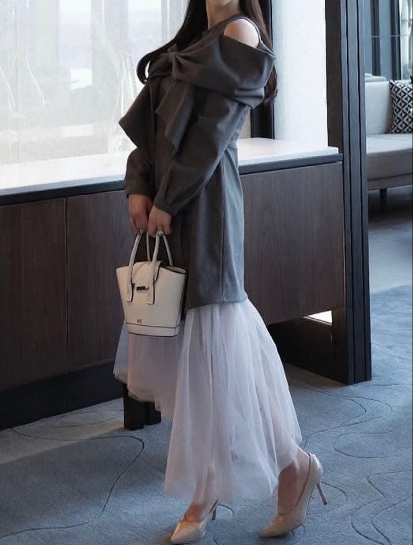 Riu【新品】Tulle docking ribbon dress Rちゃん - メルカリ