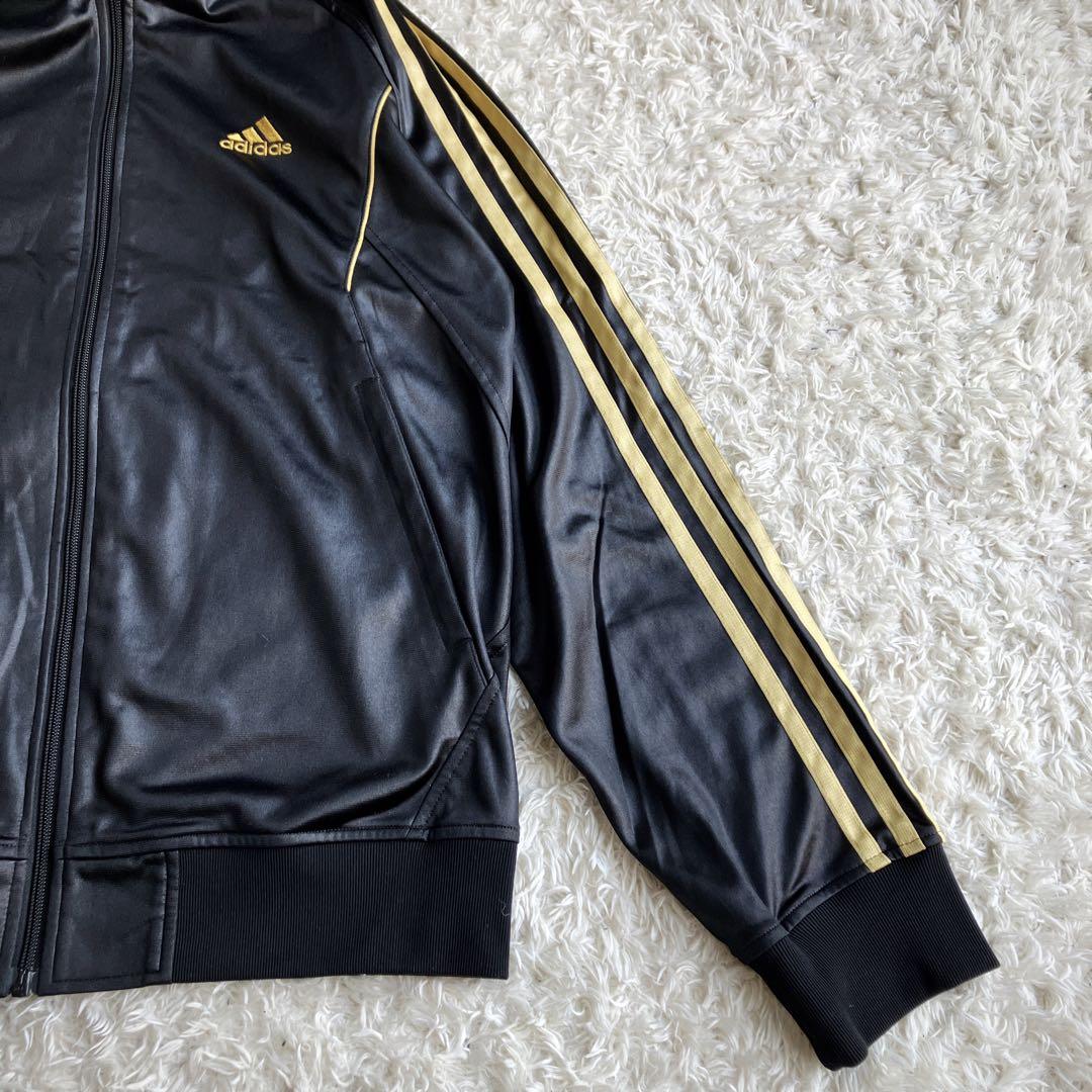 美品！adidas ブラック ゴールド ジャージセットアップ 光沢 サイズXO