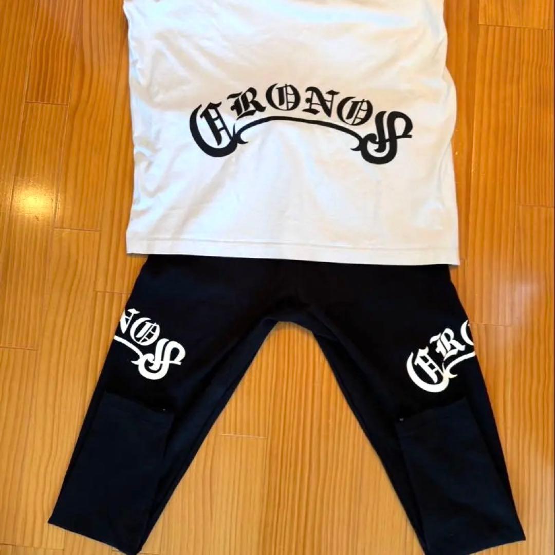CRONOS ロゴプリント Tシャツ ボトムスセット CRONOS FRONT BACK CONTRAST T-SHIRT【BLACK】