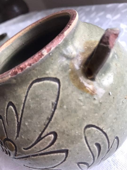 南陶窯 久場政一作 蓋、つる無し急須、茶碗 やちむん