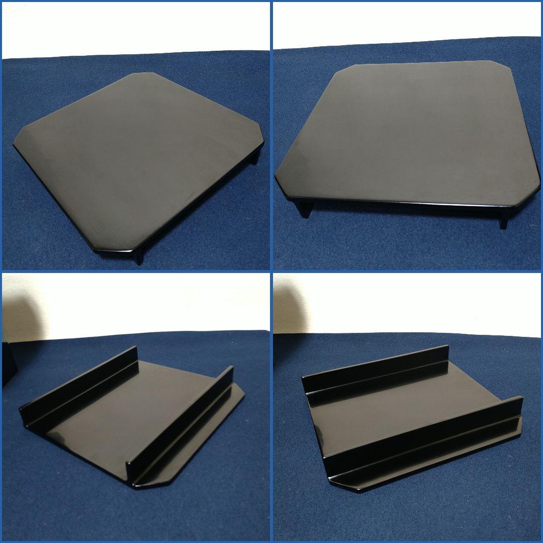 AG8 輪島塗 三宝 黒漆塗り家紋 ○に喰 片喰 かたばみ 縁金 木製神具美