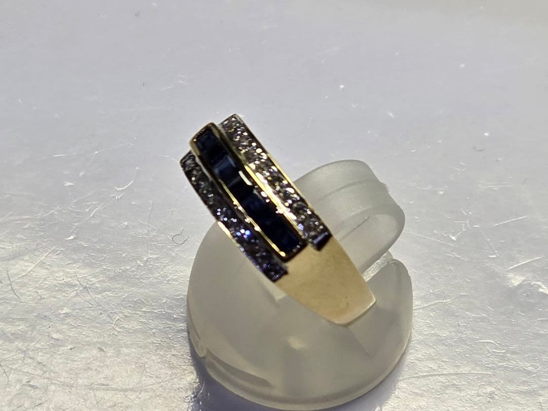 サファイア0.35 ダイヤ0.18 750【K18】3.9g 15号 リング