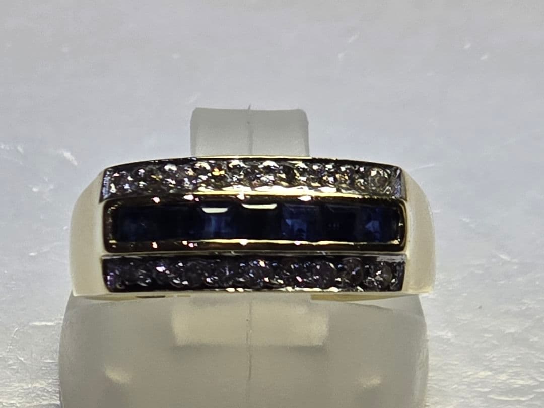 サファイア0.35 ダイヤ0.18 750【K18】3.9g 15号 リング