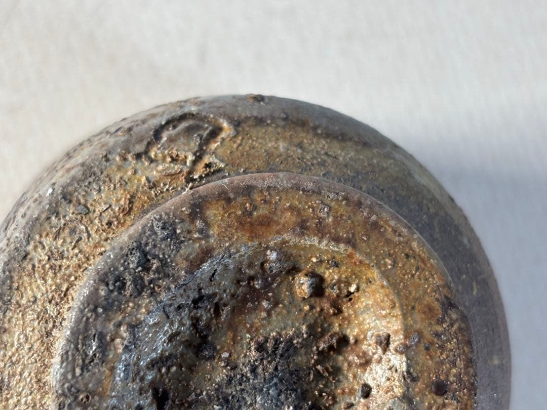 備前焼 小山末廣作 「備前窯変ぐい呑」 陶印有り