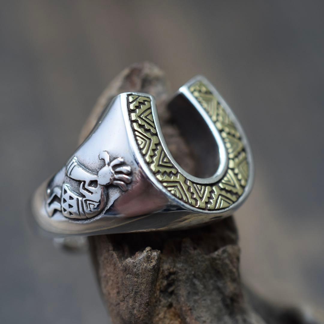 フリーサイズ シルバー925ホースシュー ココペリ インディアン