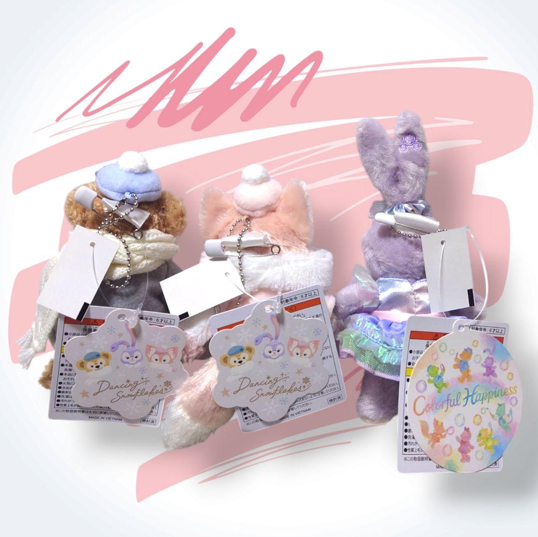 TDS ダンシングスノーフレークス カラフルハピネス ぬいぐるみバッジ 3点