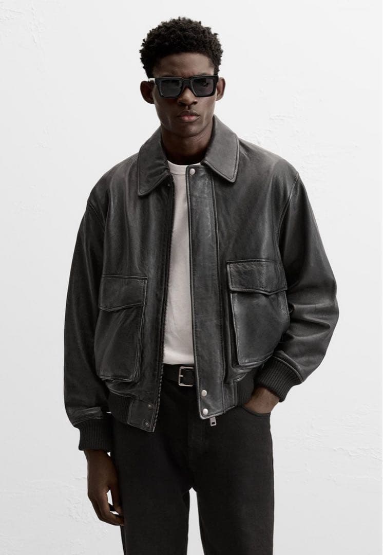 Zara 本革 フライトジャケット レザージャケット A-2 シープレザー 羊