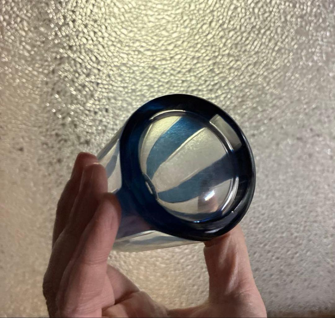 骨董 時代ガラス 希少 紺色被せ 縞 モダン切子 徳利 酒器 3点 - メルカリ