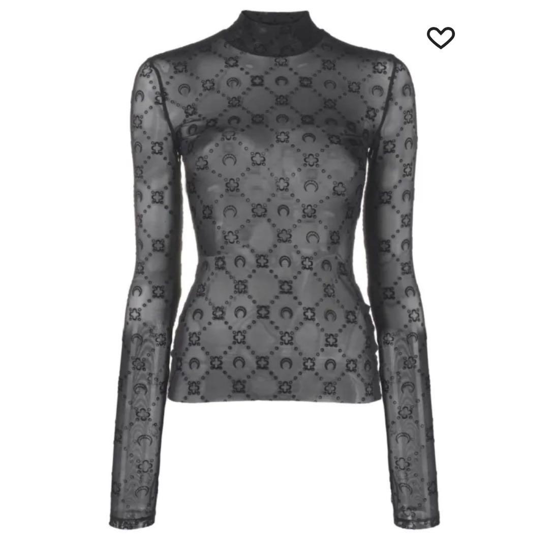 Marine Serre メッシュトップ ブラック MARINE SERRE（マリーンセル） マリーン セル カットソー Moon Diamond