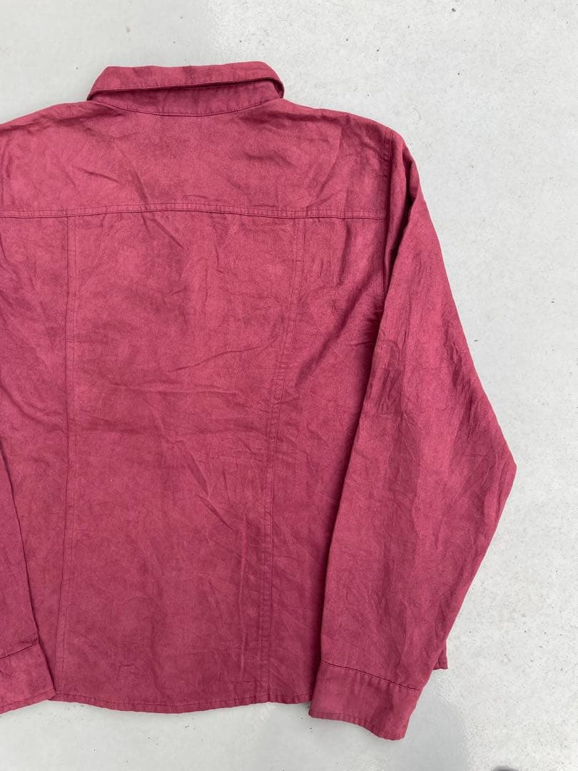 ST JOHN'S BAY 90s ピーチスキン調 無地シャツ ボルドー 古着 - メルカリ