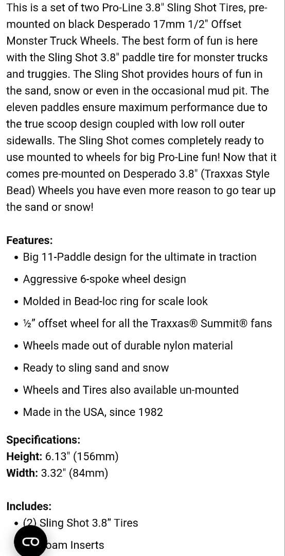 Pro-Line プロライン 3.8インチ サンド用タイヤ 2 個
