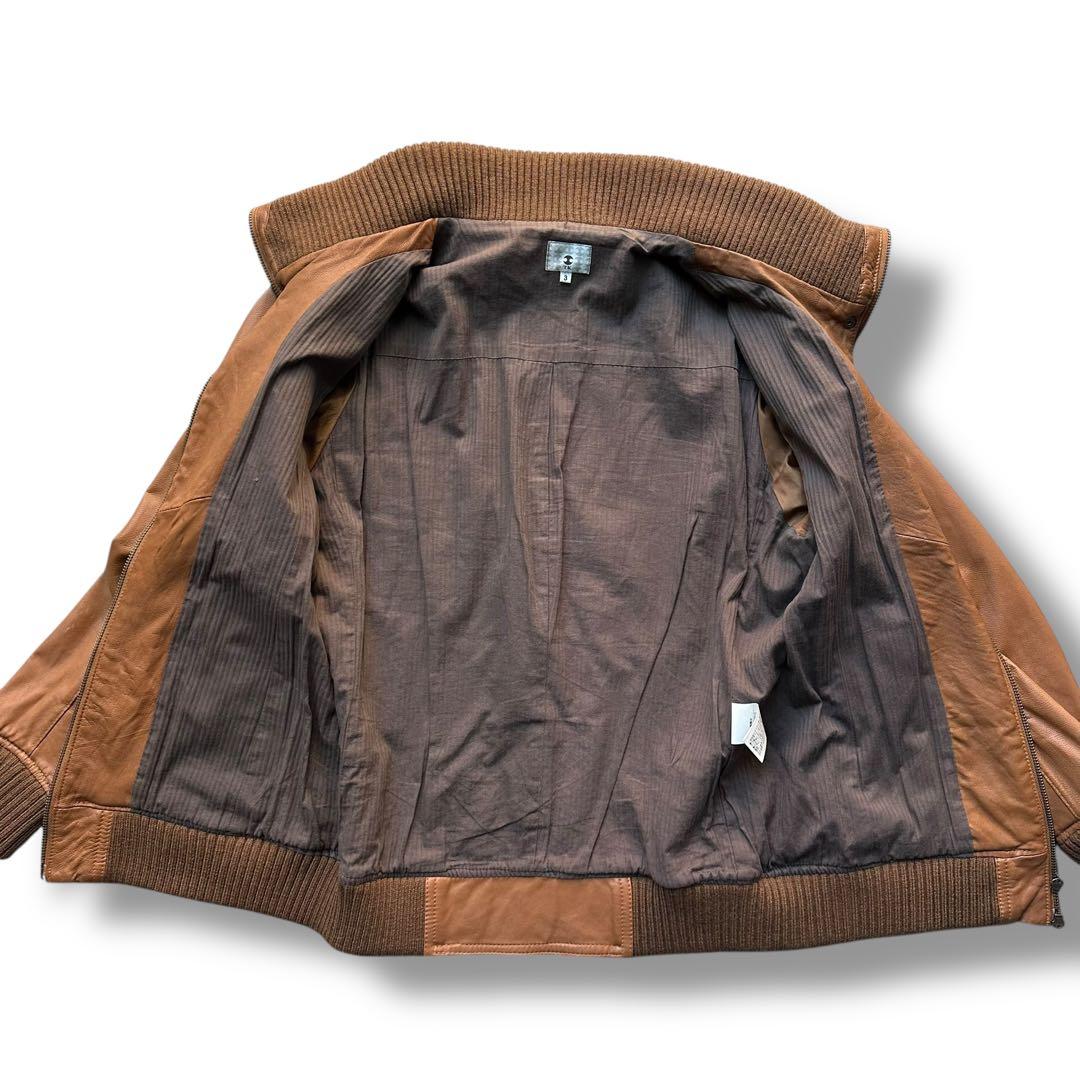 希少色 タケオキクチ ゴートスキン ライダース シングル 茶 リブ
