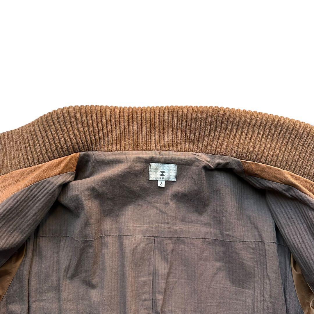 希少色 タケオキクチ ゴートスキン ライダース シングル 茶 リブ