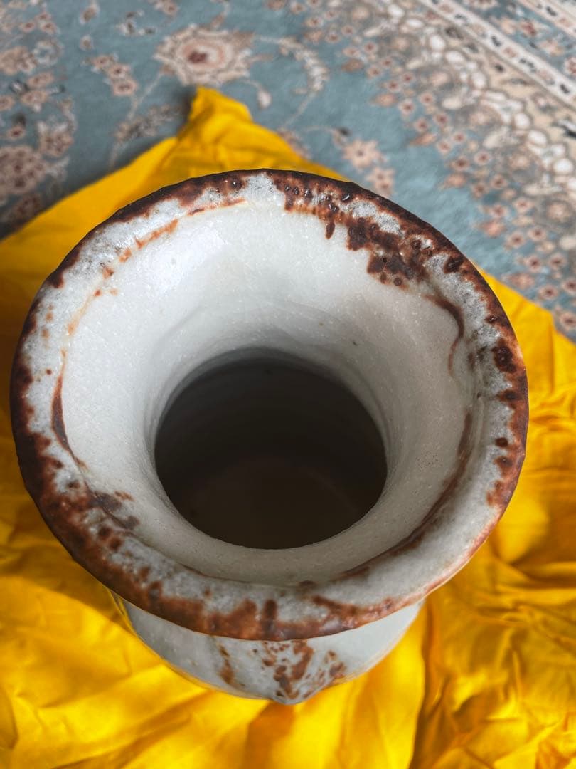 加藤寛治 花瓶 白茶 グラデーション 専用木箱付き