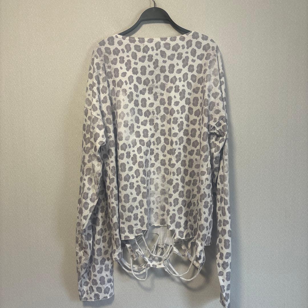 GRANCY】 グランシー 総柄ラインストーングラフィックロンT ホワイトL