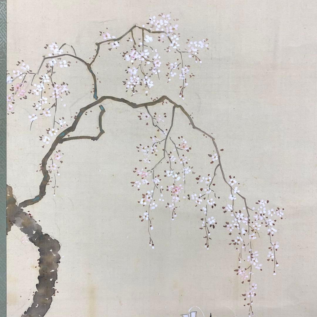 掛軸 遊び図 大石内蔵助 桜 人物 木箱 3-26