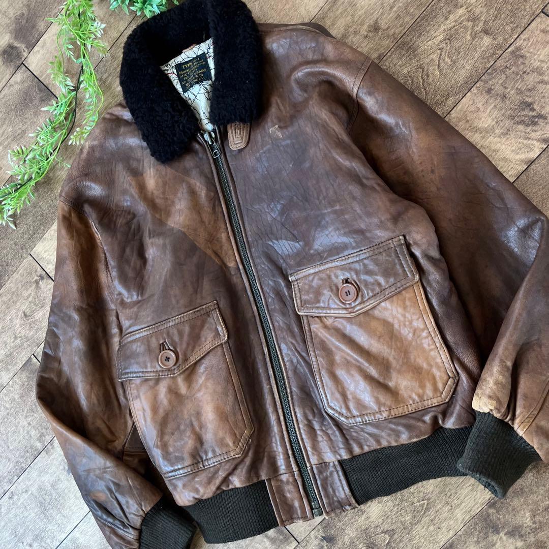 AVIREX アヴィレックス G-1 レザー ジャケット ボア フライト 地図