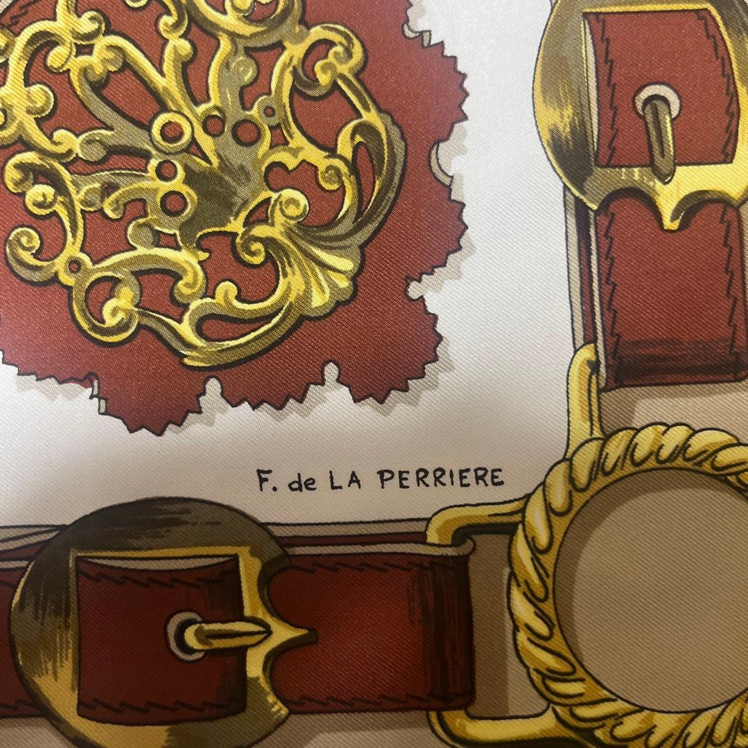 HERMESエルメス カレ90スカーフ \"Cuivreries\"シルク ベージュ