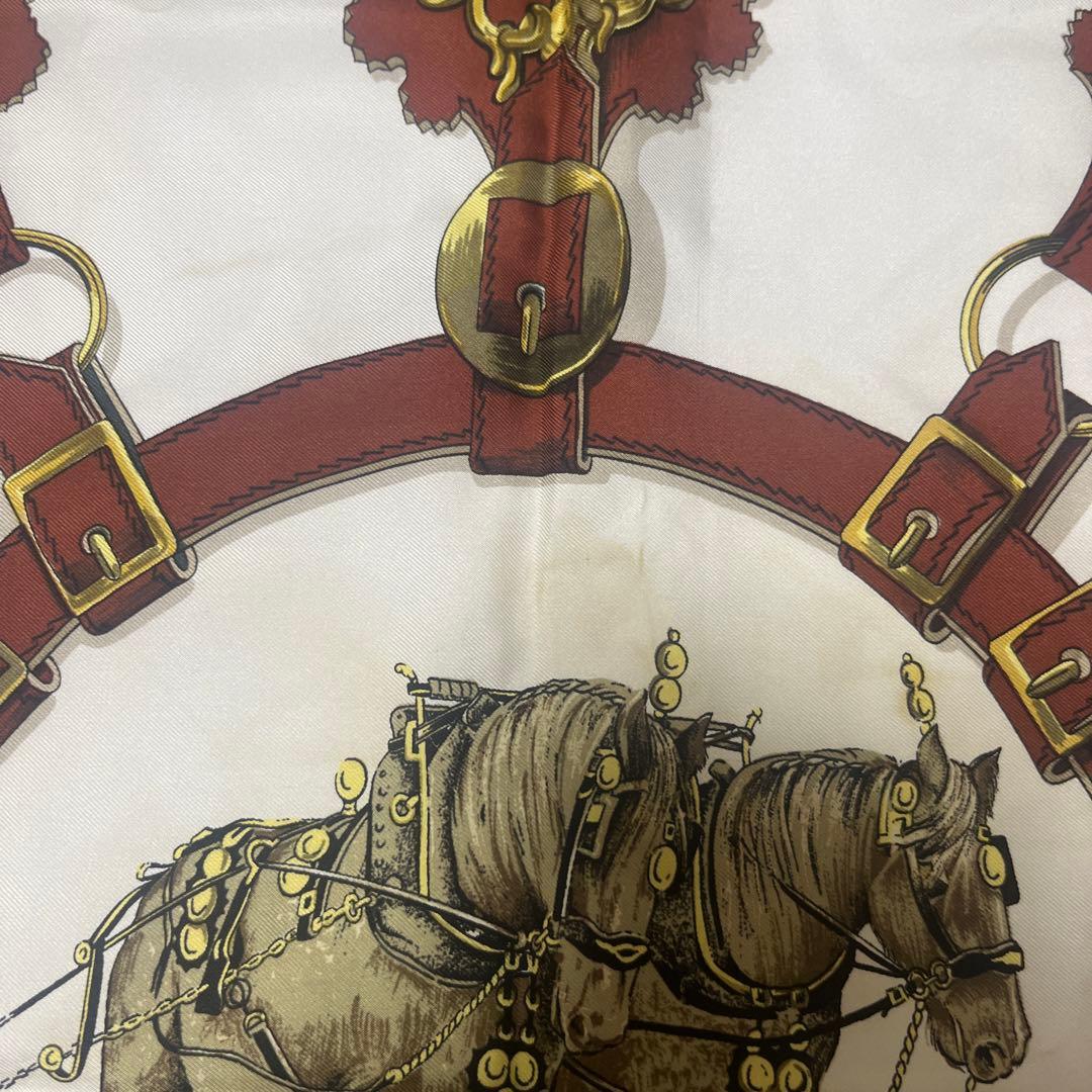 HERMESエルメス カレ90スカーフ \"Cuivreries\"シルク ベージュ