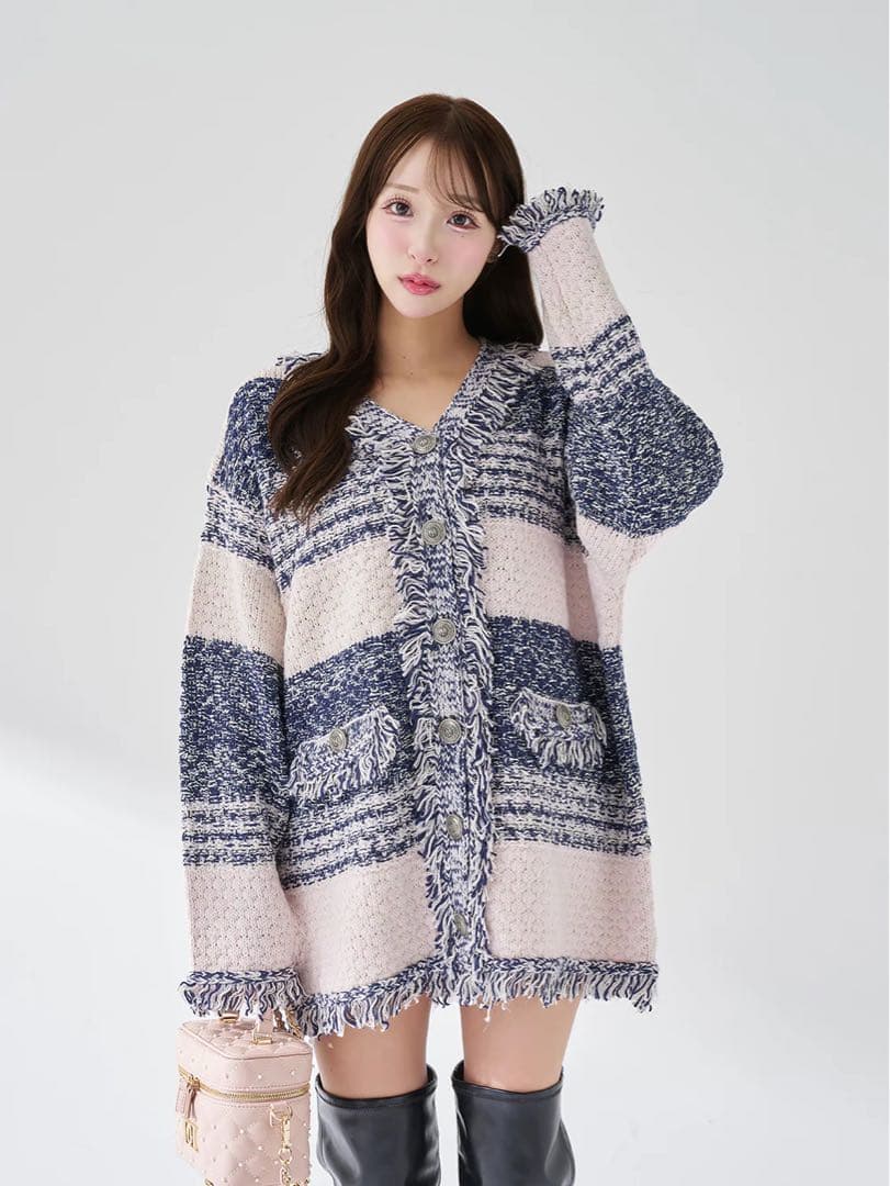 Darich ツイードボーダーニットカーディガン - メルカリ