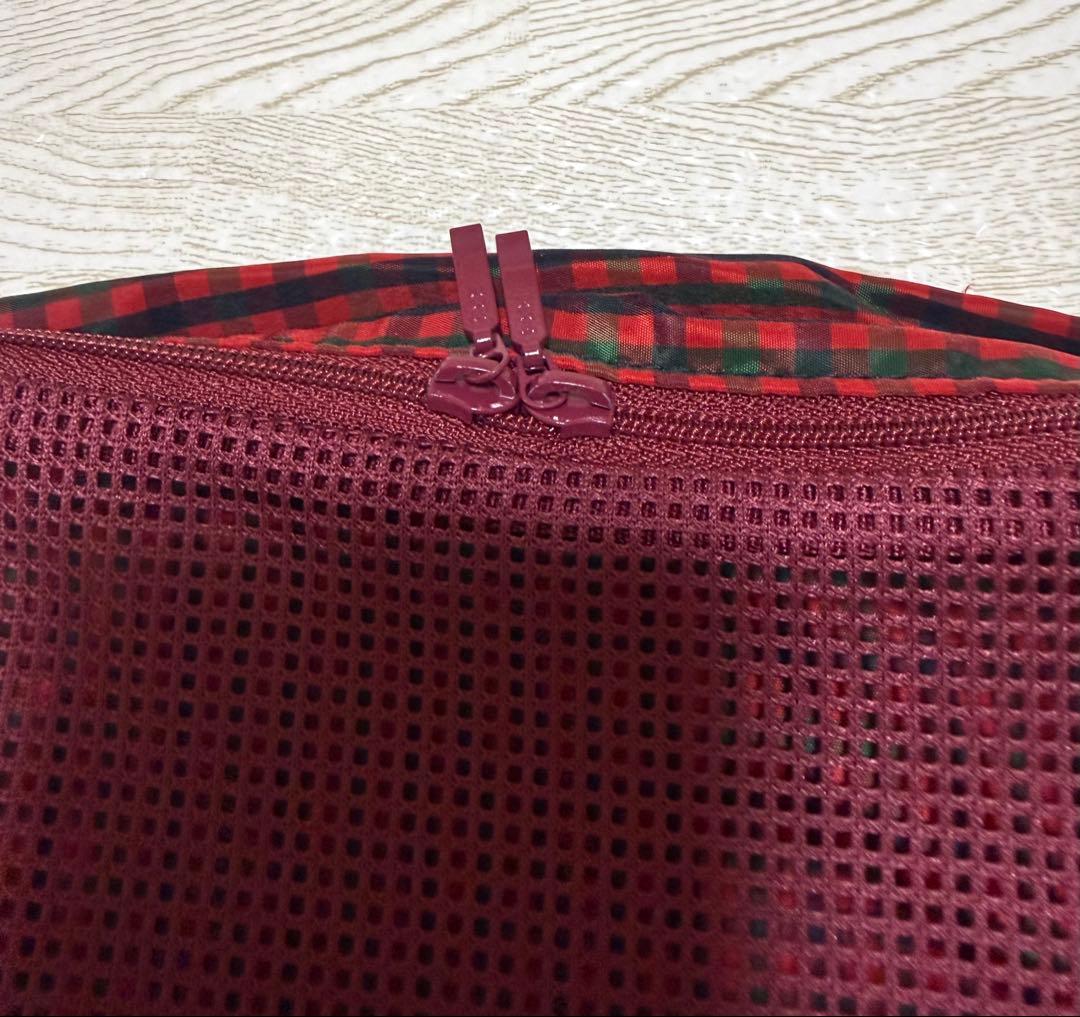 familiar ファミリア メッシュ ポーチ 赤 チェック S M 2点セット