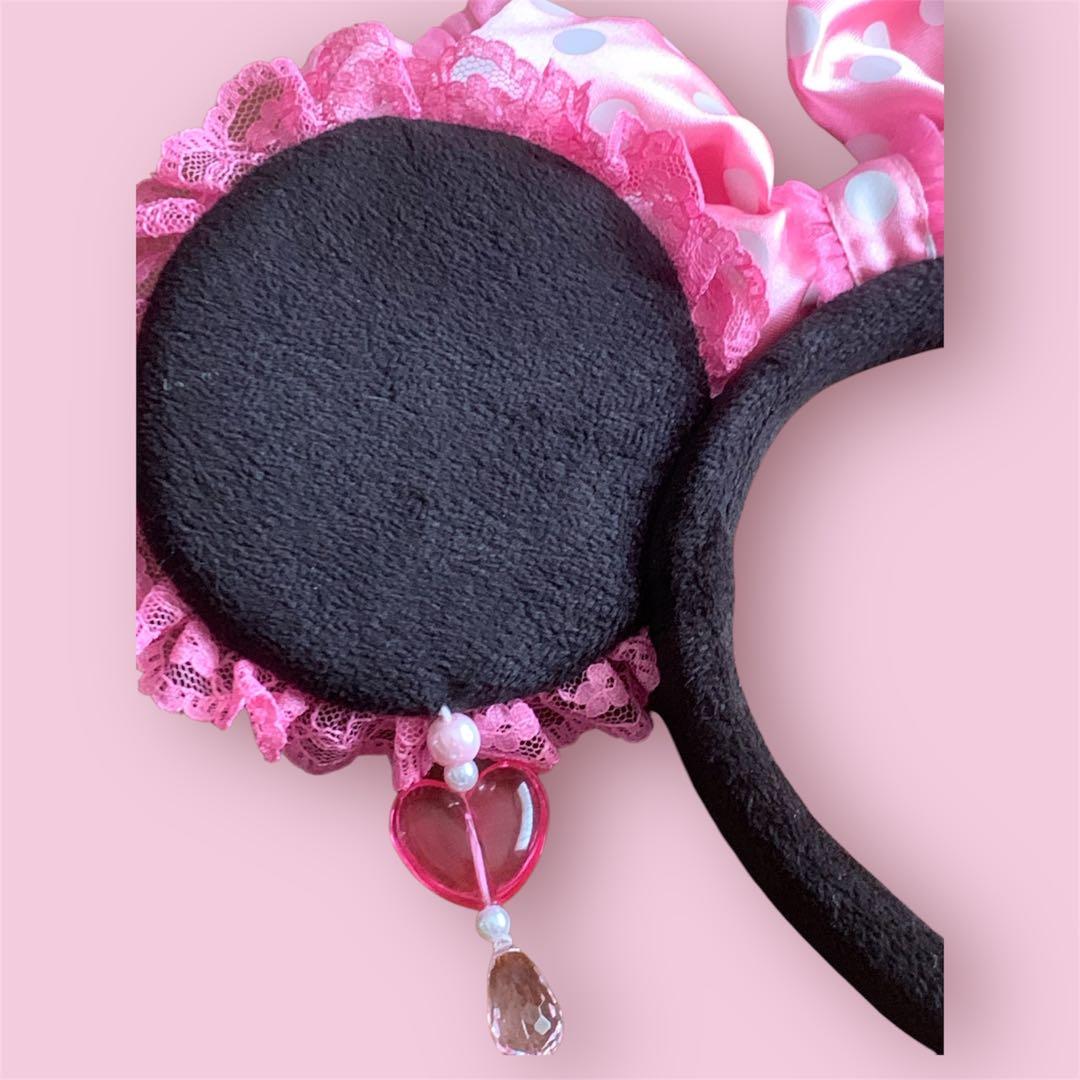 レア！】ディズニー・ミニーカチューシャ・ピンク フリル・イヤリング