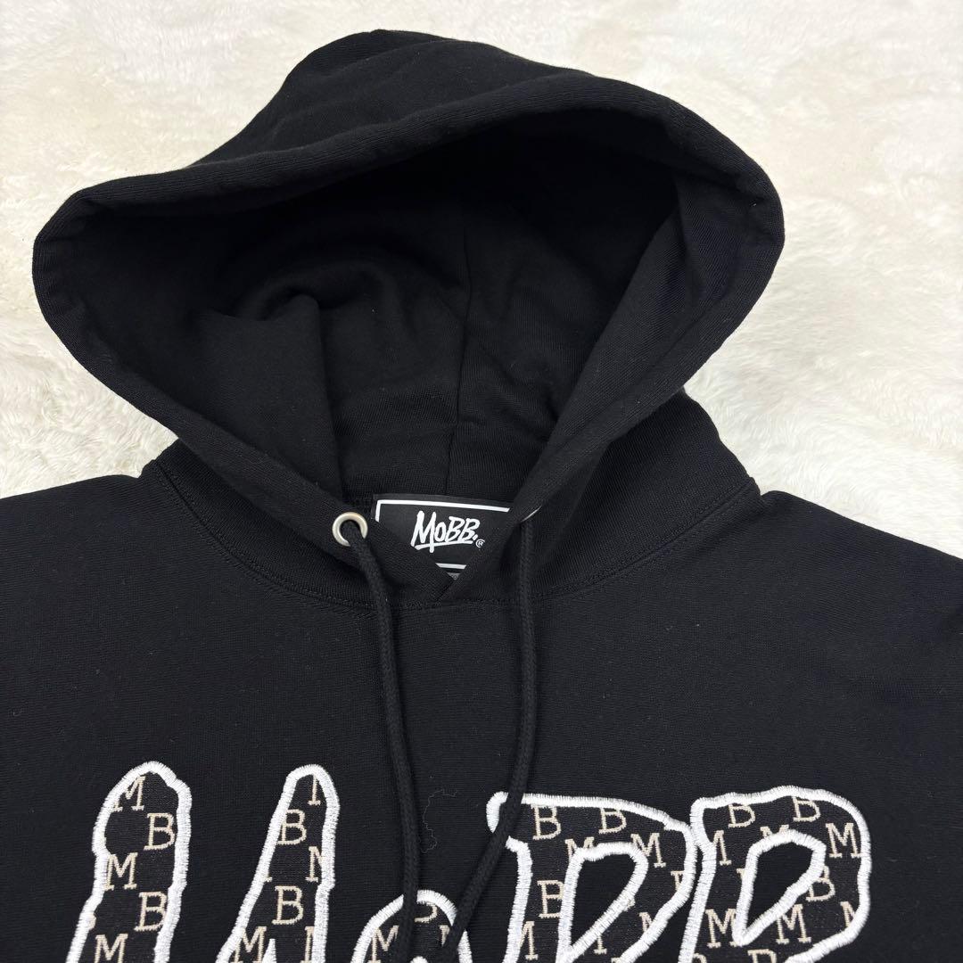 MOBB モブ ブラック パーカー フーディ プルオーバー 刺繍MoBBロゴ L