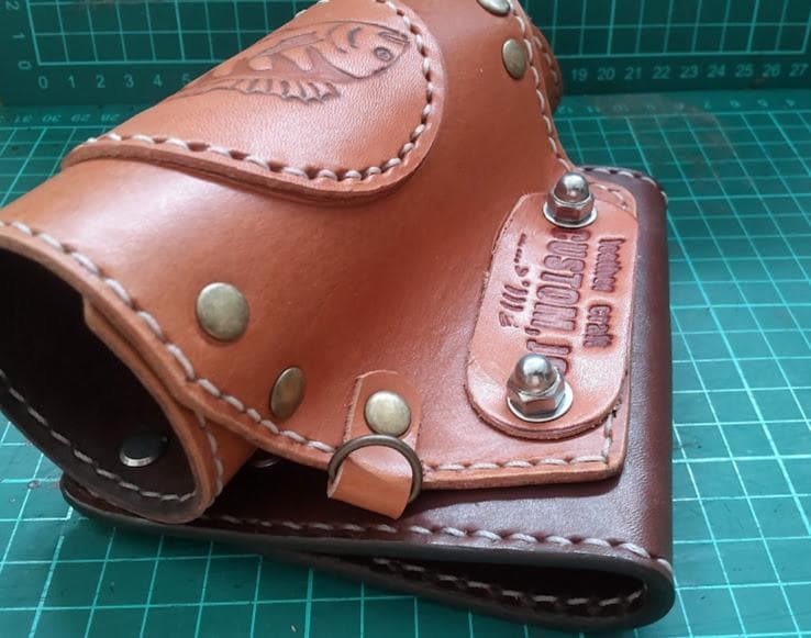 牛本革 タモホルスター 左刺し ホルダー ヘチ釣り 落とし込み チヌ