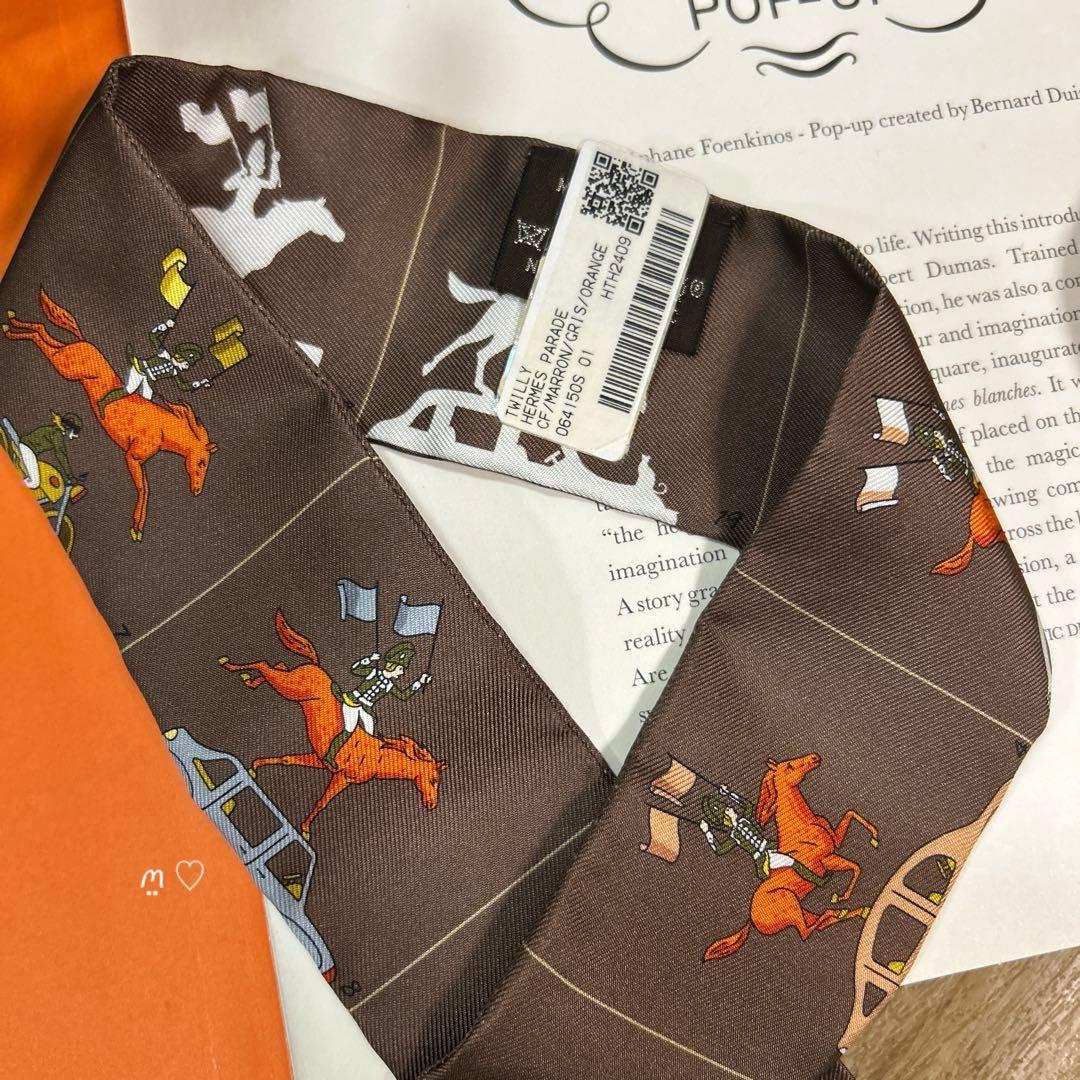 新品HERMES ツイリー エルメスパラード シルクスカーフ ホースモチーフ