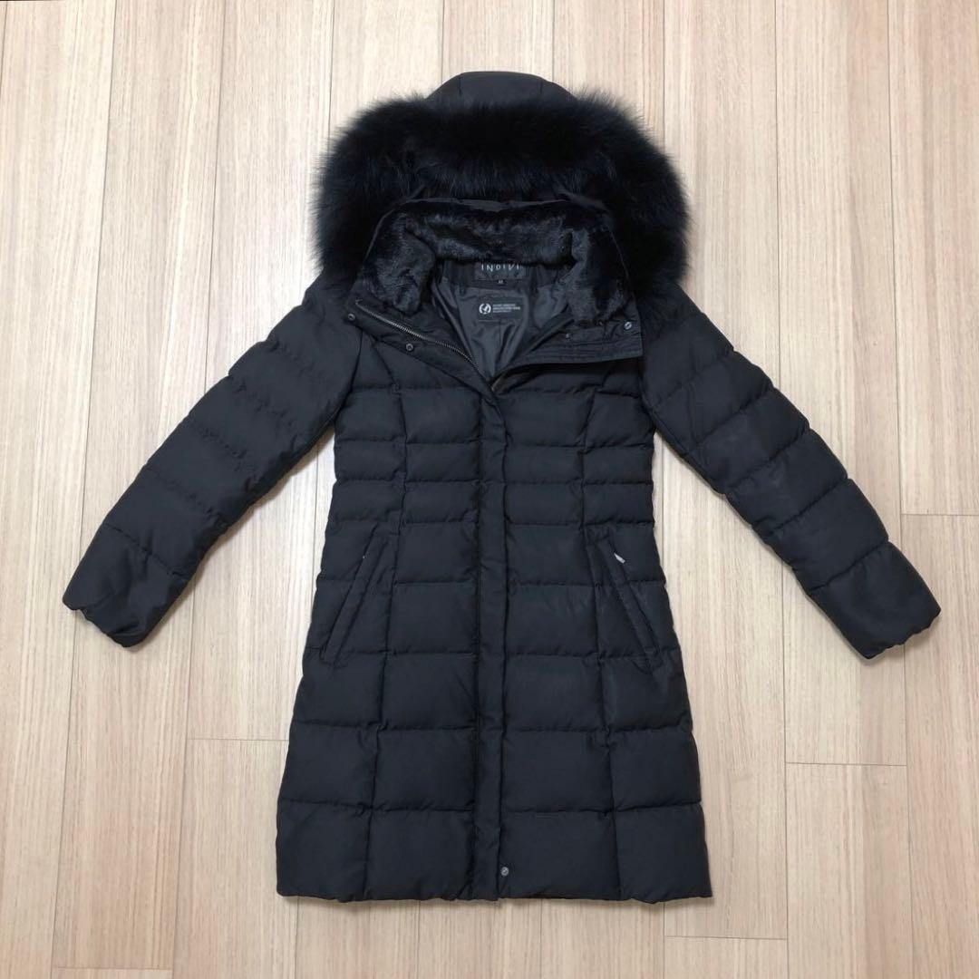 INDIVI マルチWAY フォックスファーロングダウンコート ブラック XXS