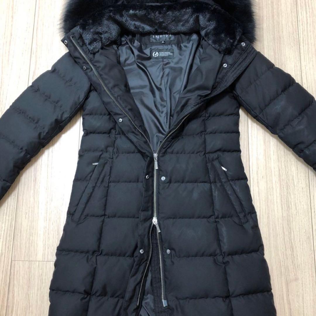 INDIVI マルチWAY フォックスファーロングダウンコート ブラック XXS