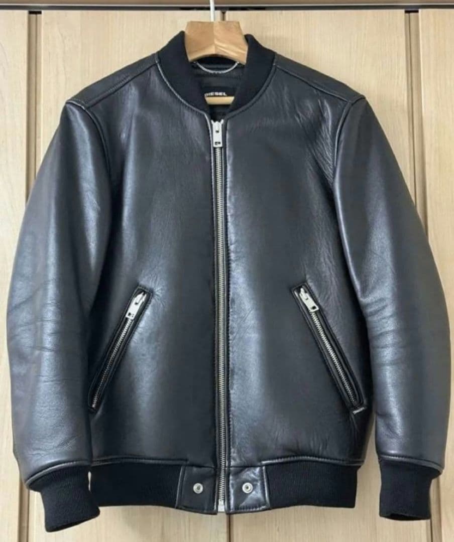 DIESEL ディーゼル レザー ボンバージャケット ラムスキン 中古・古着通販】DIESEL (ディーゼル) ラムレザーボンバージャケット