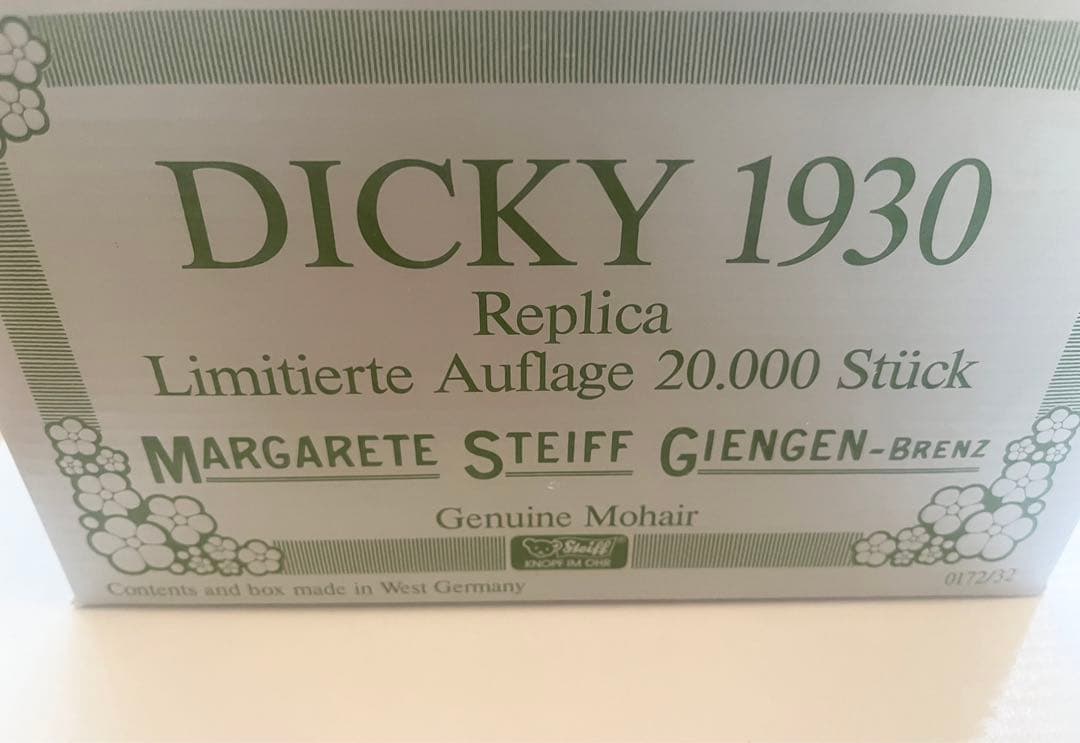 STEIFF シュタイフ テディベア　Dicky 1930 レプリカ
