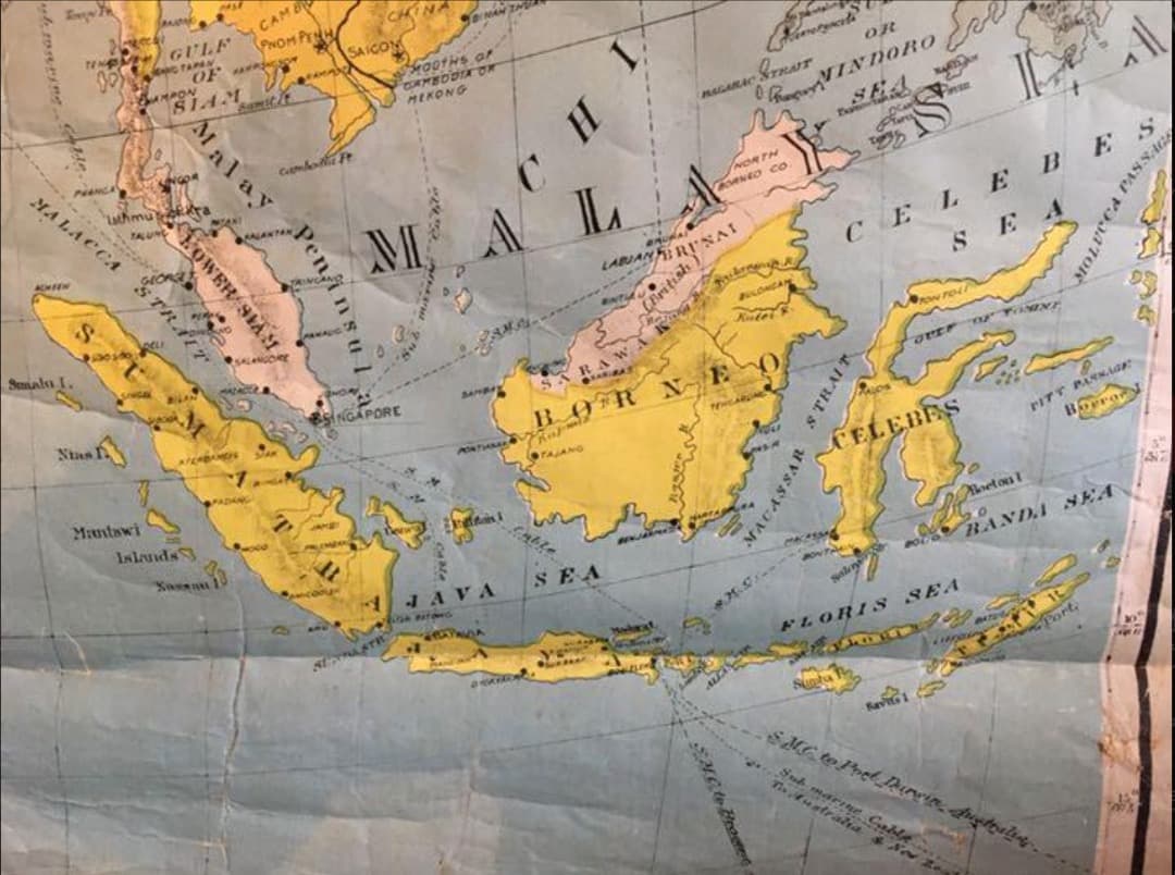 アンティーク大型 地図 マップ アメリカ歴史教材地図 アジアの近代史