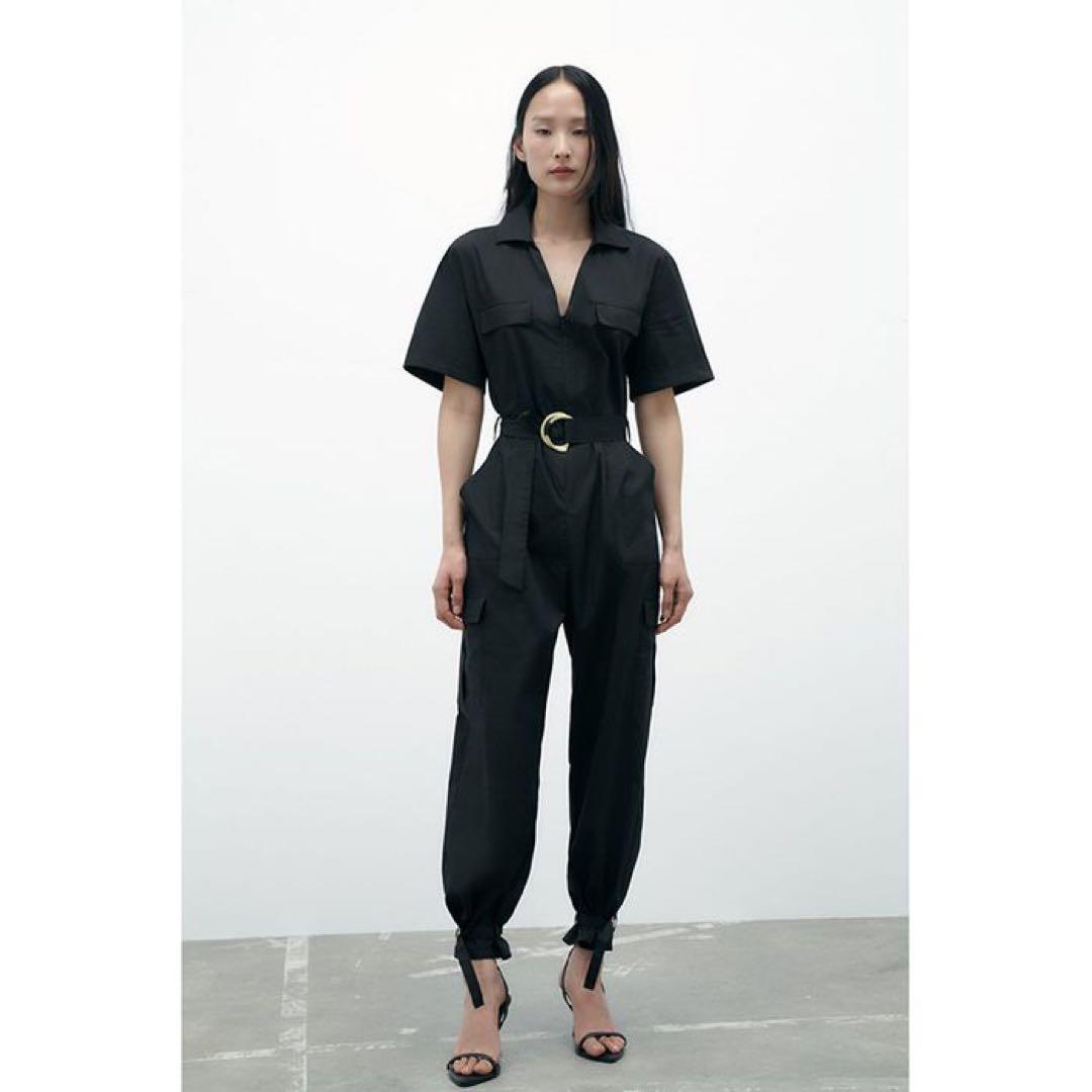ZARA ザラ バックル ポプリン ジャンプスーツ - メルカリ