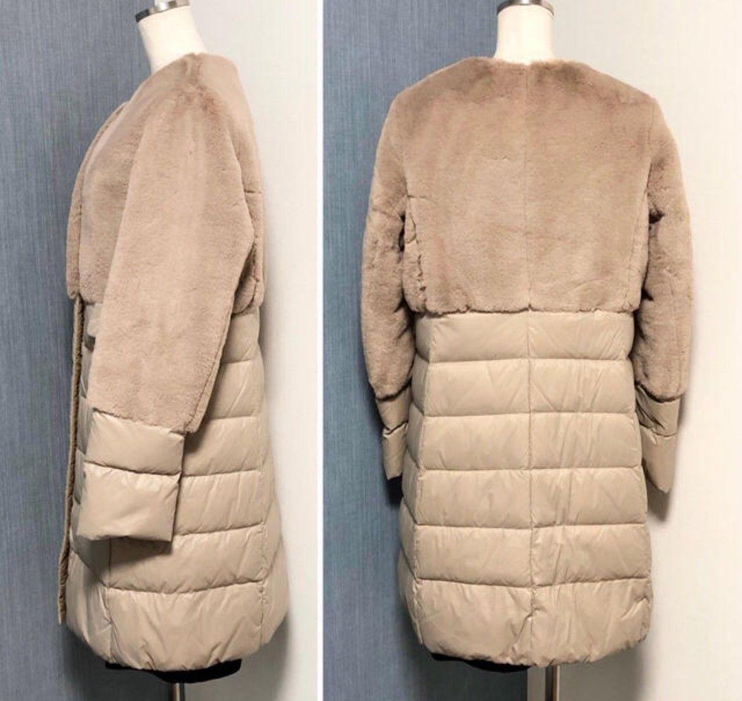 BRAHMIN ベージュ ダウンジャケット 38 切り替えデザイン こーと