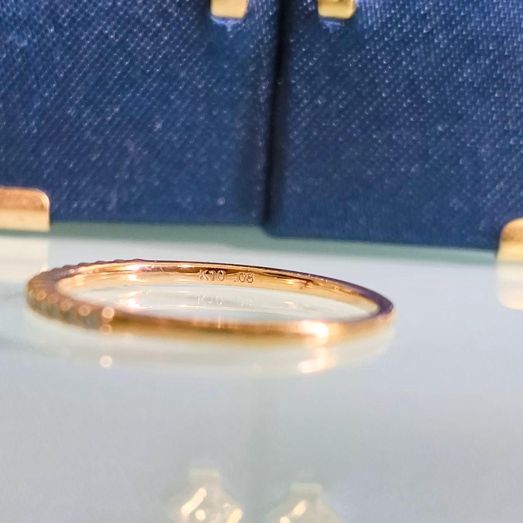 NOJESS　K10 YG　ハーフエタニティ　ダイヤ　0.08ct　リング　8号