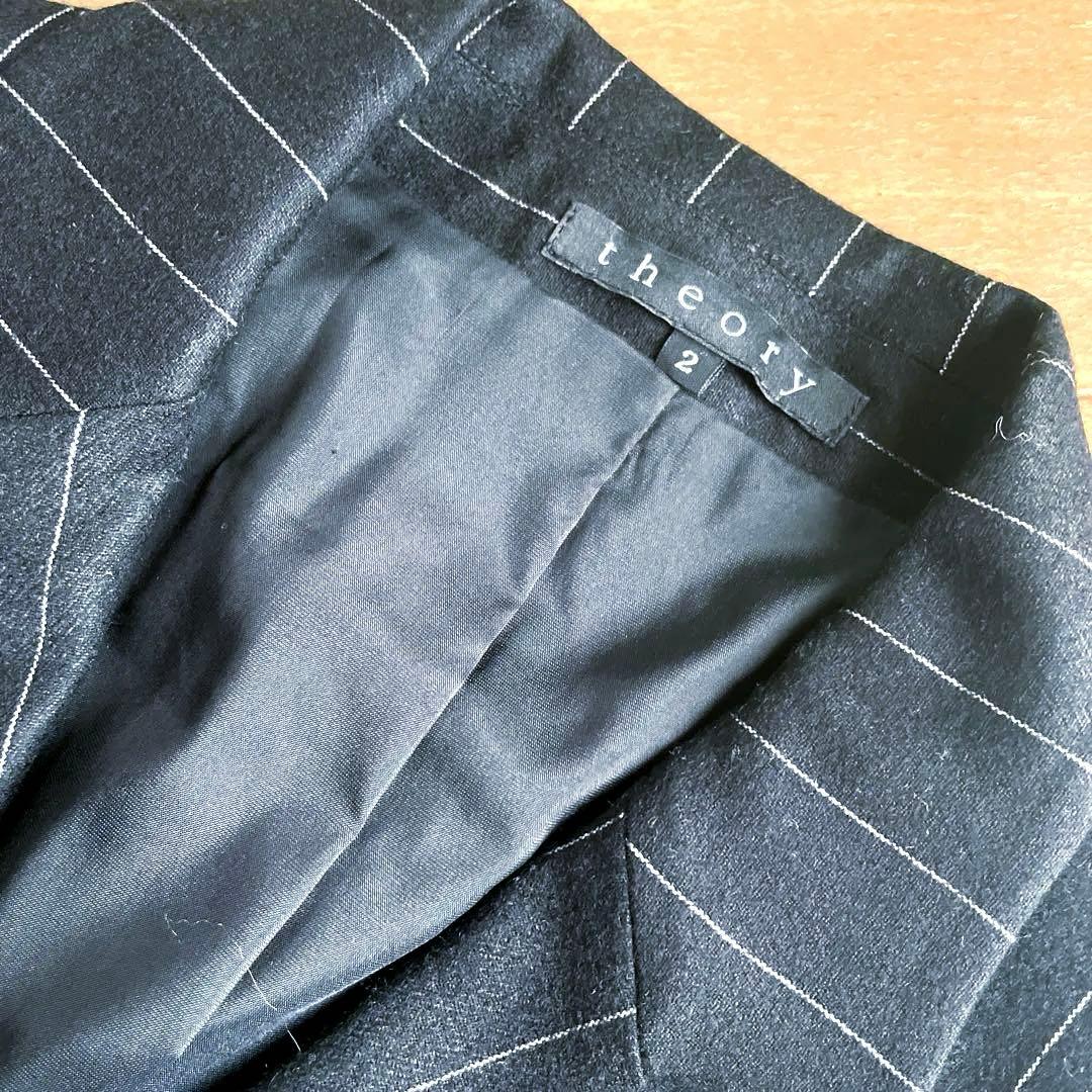 美品！theory ブラックストライプ ジャケット サイズ2 - メルカリ