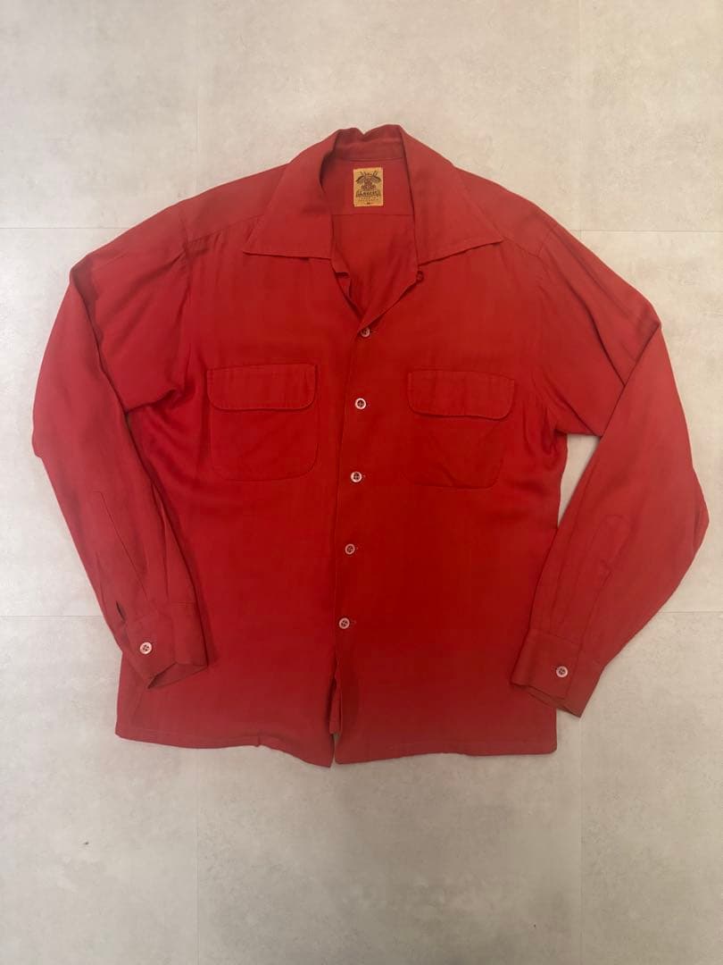 50's レーヨンシャツ 入手困難 激レア 40s 50s ビンテージ レーヨンシャツ 開襟 長袖 USA