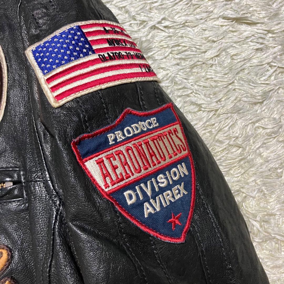 AVIREX シングルライダース M パッチカスタム レザージャケット 革